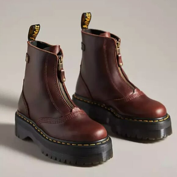 DR. MARTENS JETTA ZIPPED SENDAL LEATHER PLATFORM BOOTS in Dark Brown MSRP$250 - Picture 3 of 16